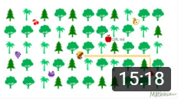 Monkey in a jungle where trees are arranged neatly in a grid