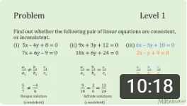 Example of unique solution, no solution, infinite solutions
