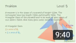 triangular faces showing lateral surface area of rectangular pyramid