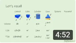 table with miniature geometric shapes for recalling surface area and volume